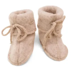 Engel Natur baby slofjes van wol fleece sand melange | slofjes