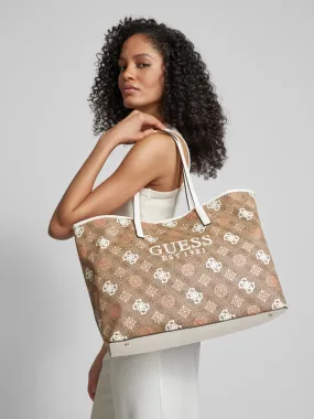 Guess Handtas met labelapplicatie, model 'VIKKY' in lichtbruin