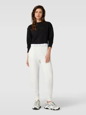 Guess Sweatshirt met elastische band met label, model 'CARRIE' in zwart