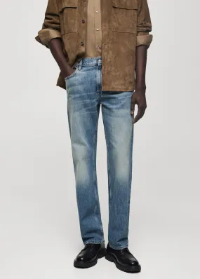 Straightfit jeans met versleten wassing